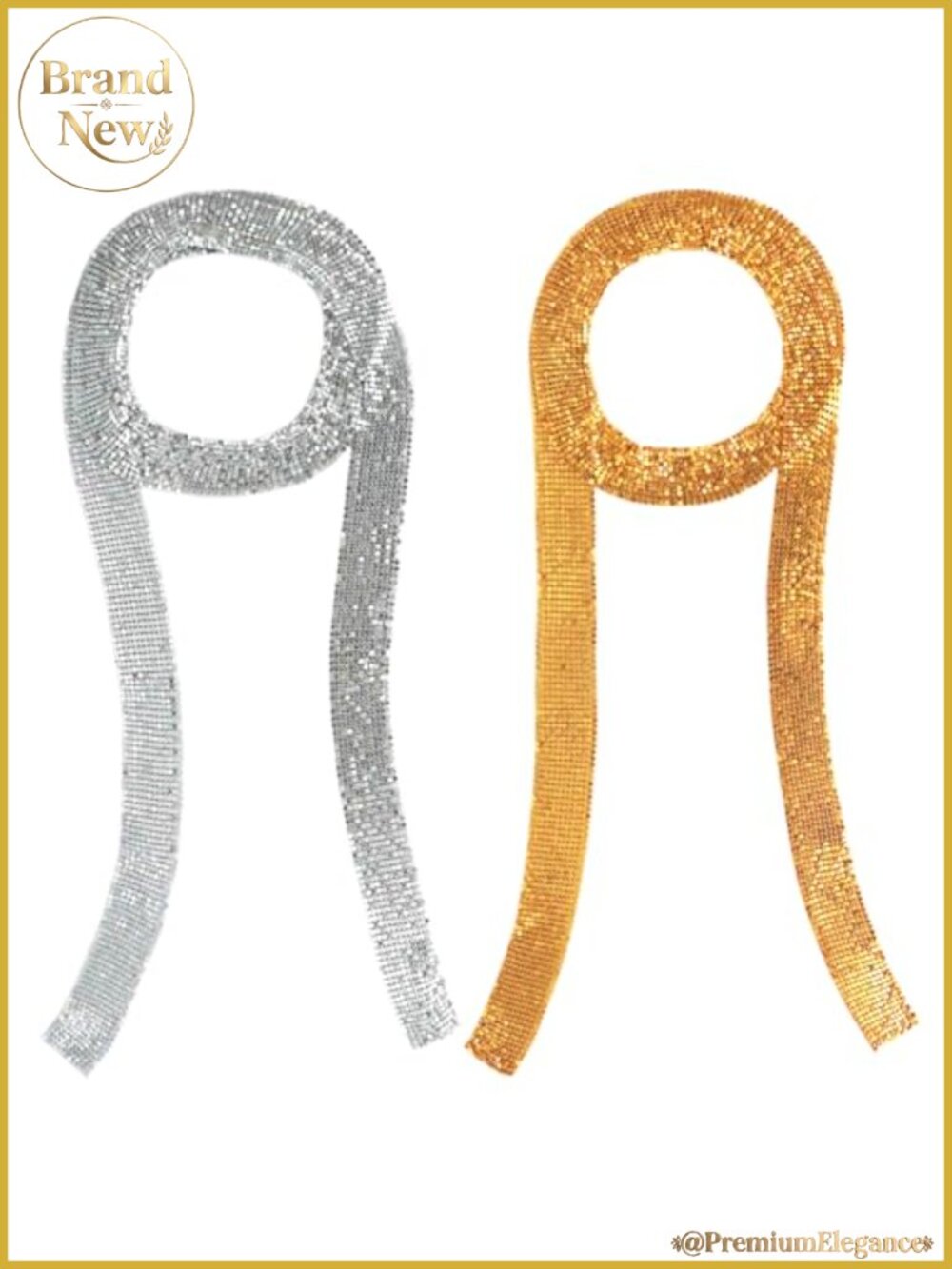 Sequin Scarf Women Long Sparkly Neck Tie for Party Prom